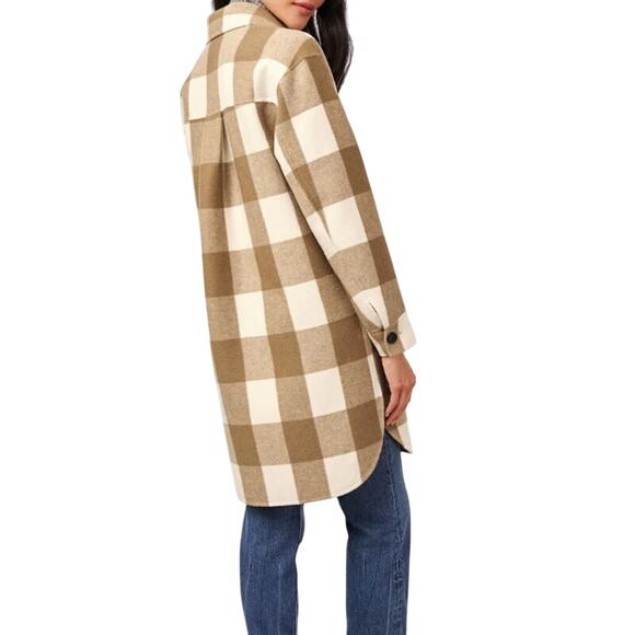Rails Jaro Coat Oversized Wool Blend Ivory Camel Buffalo Check - Picture 2 of 11